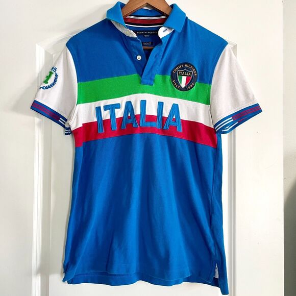 Rare Men's Tommy Hilfiger Italia Soccer Rugby Polo Distressed Size S - Picture 1 of 10